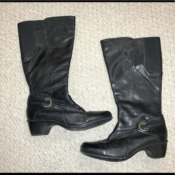 clarks tall black boots